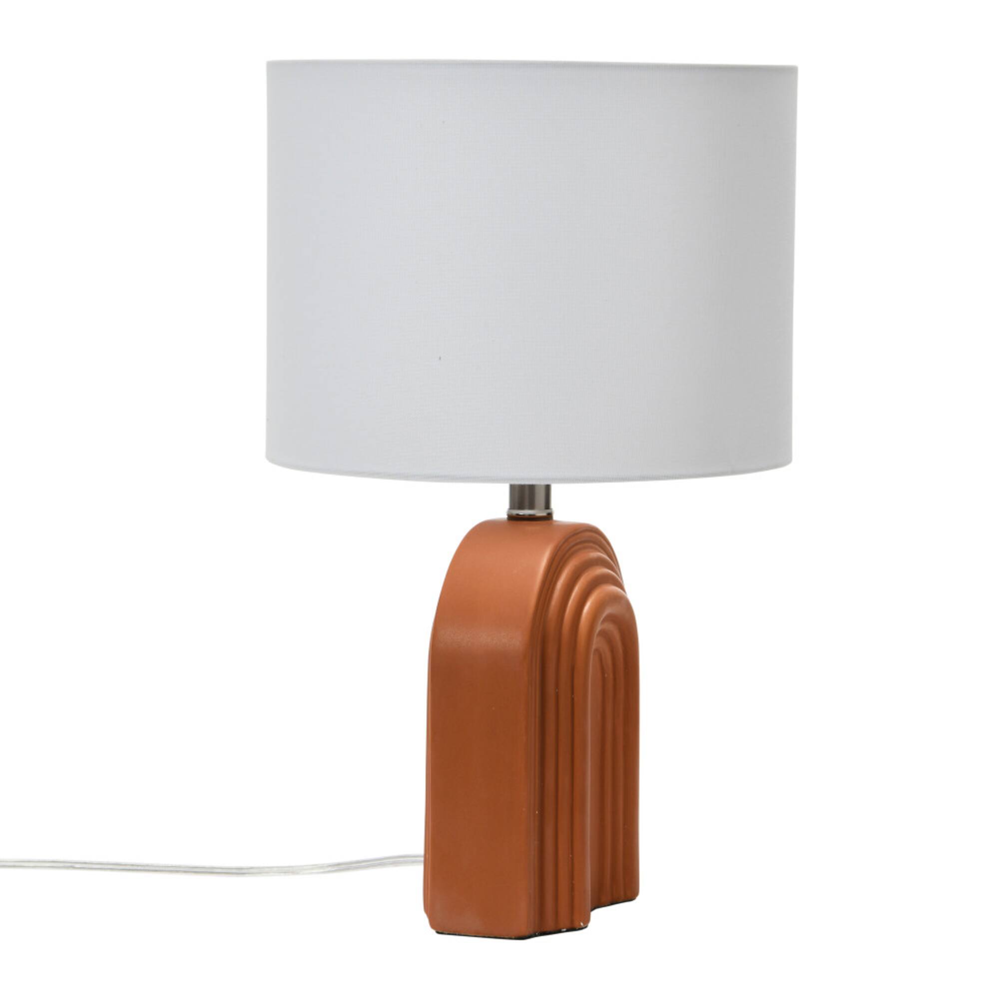 Hello Honey® 19" Carved Arch Stoneware Table Lamp with Linen Drum Shade
